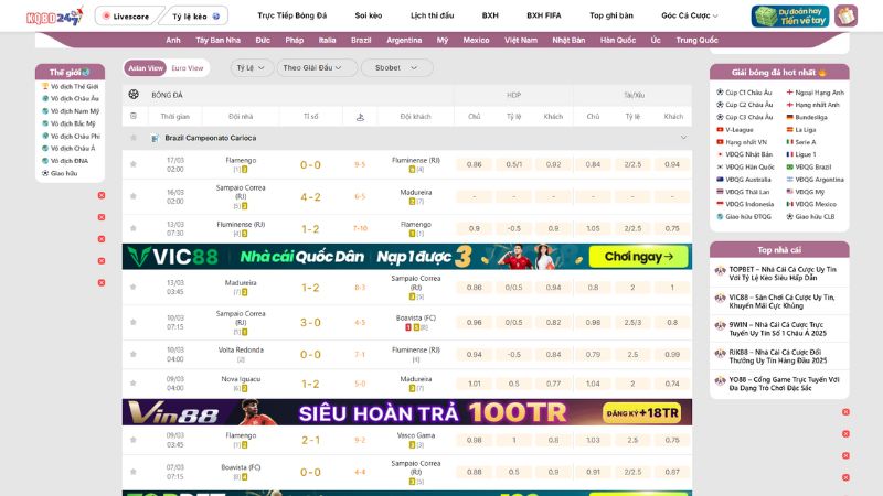 Tỷ lệ kèo giải Brazil Campeonato Carioca cập nhật liên tục